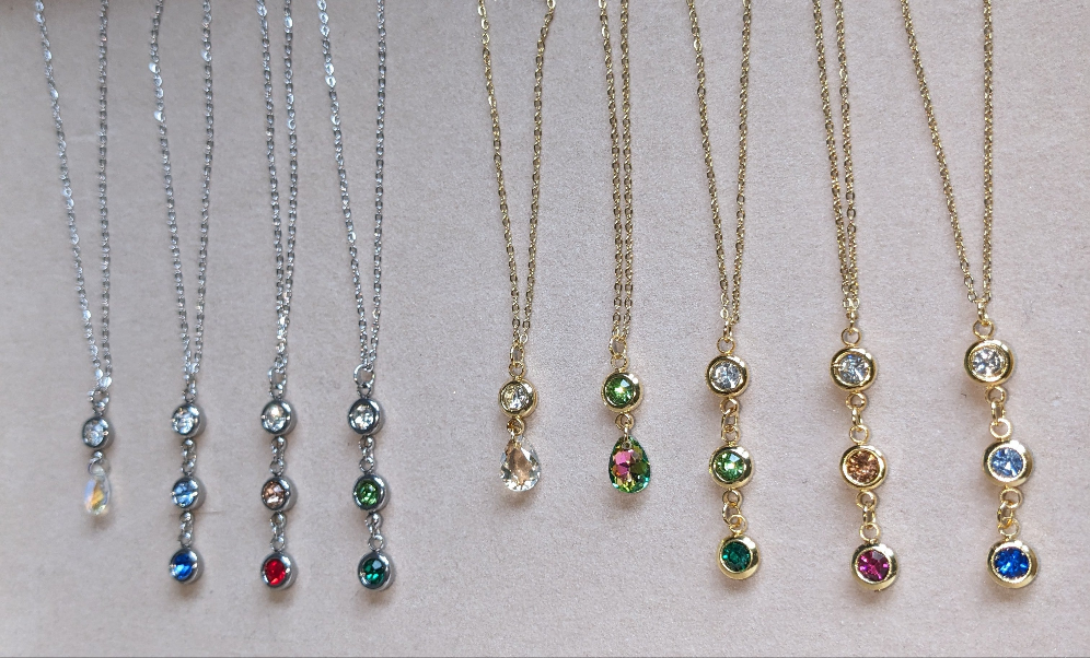 Collier 3 strass - acier inoxydable