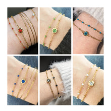 Charger l&#39;image dans la galerie, Bracelet double strass rouge - acier inoxydable
