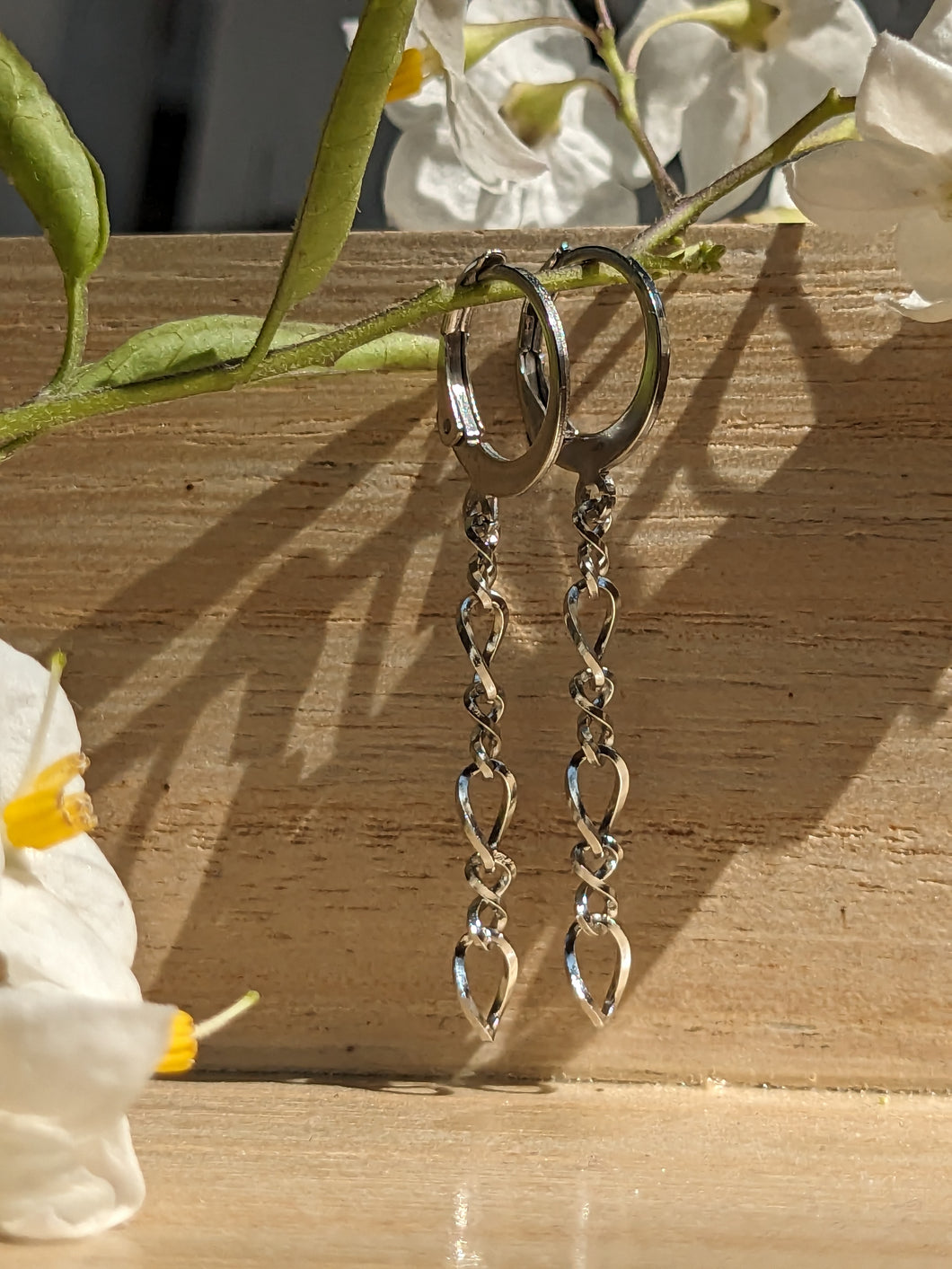 Boucles d'oreilles chaîne vagues - acier inoxydable