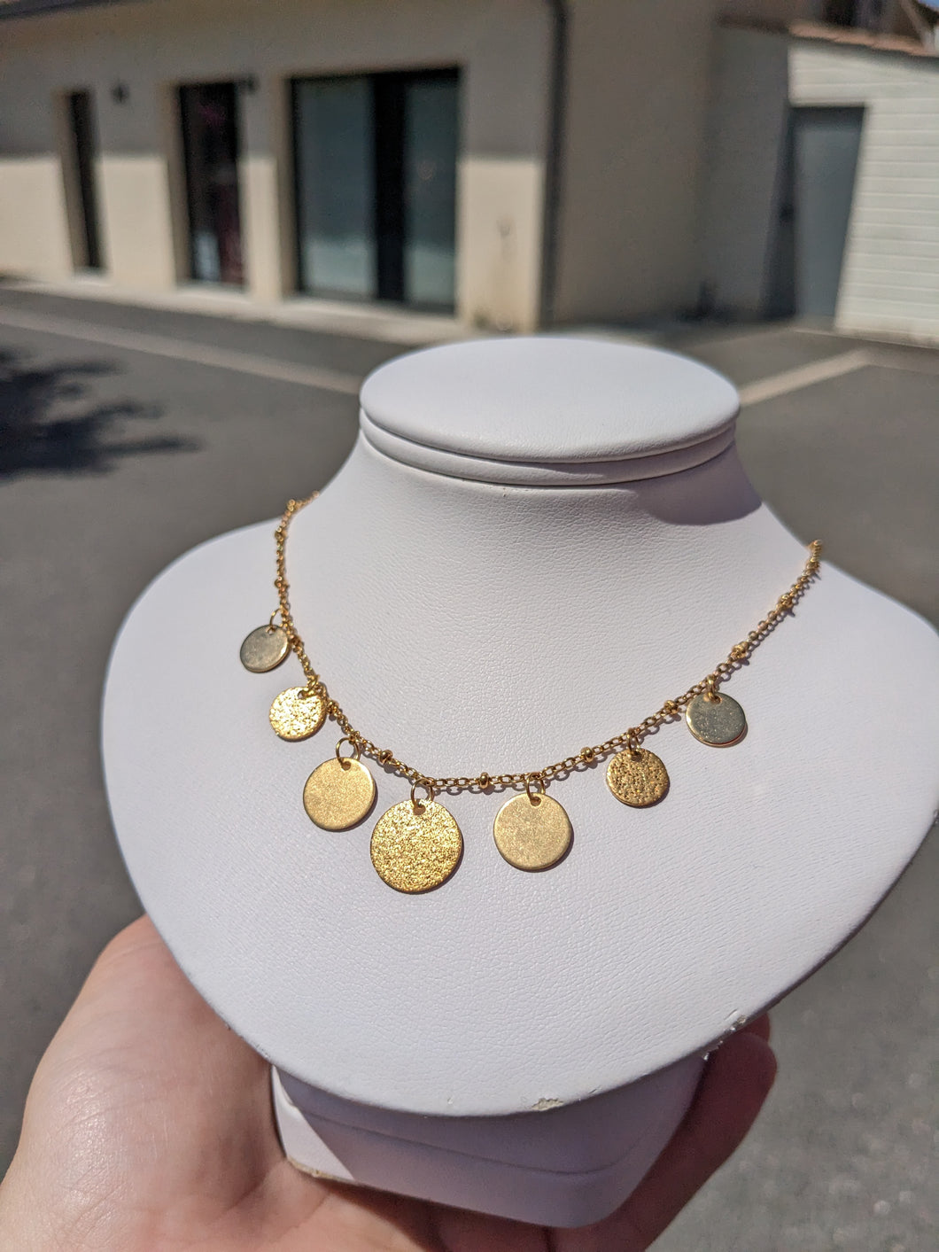 Collier pampilles martelés et lisses - acier inoxydable