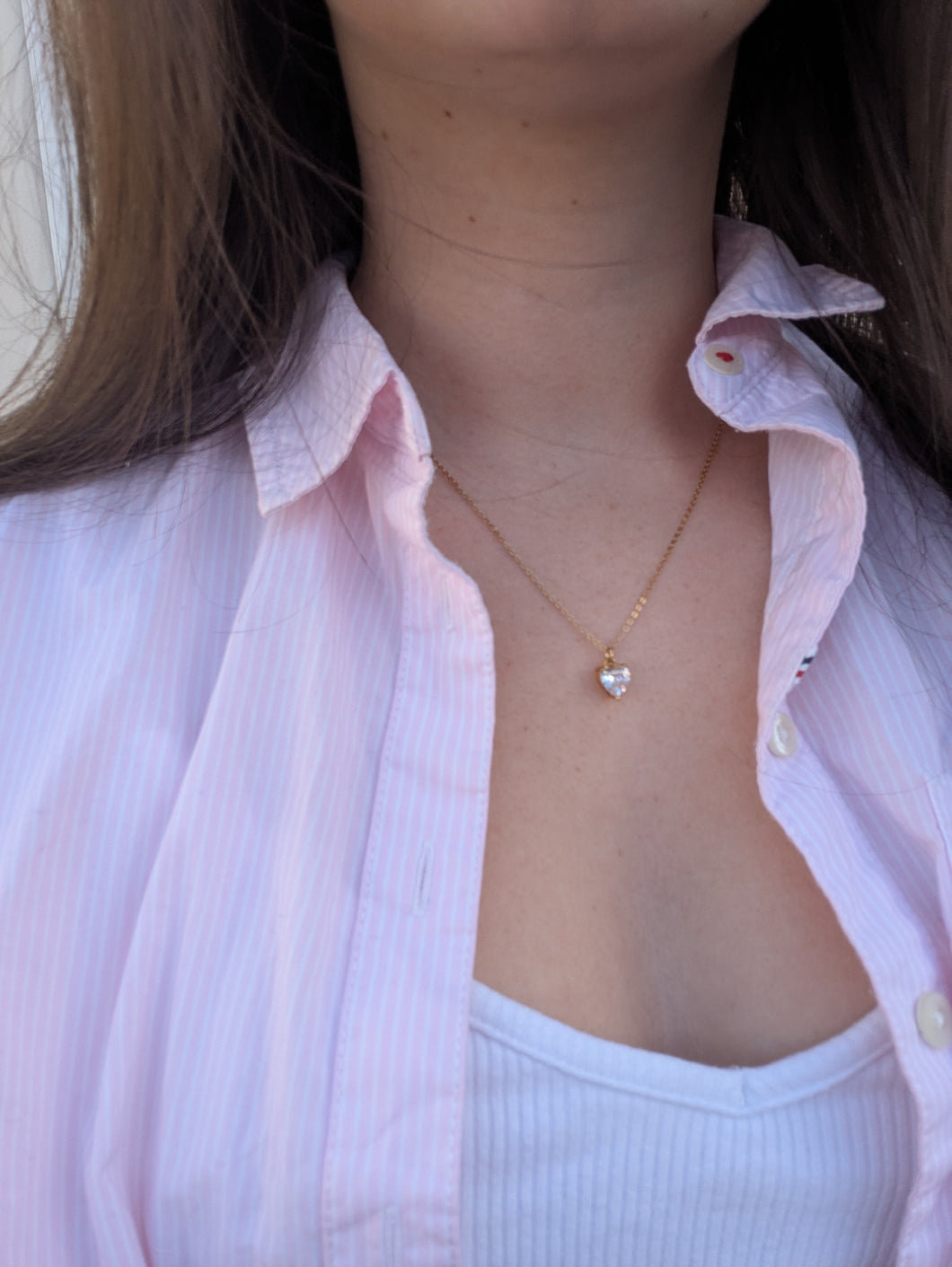 Collier strass coeur - acier inoxydable