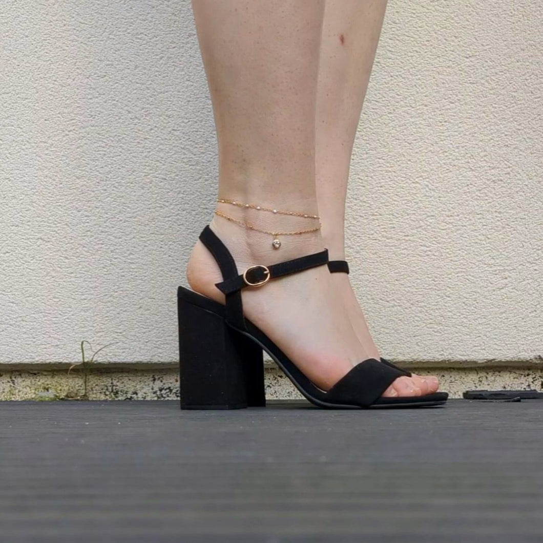 Bracelet de cheville coloré et strass - acier inoxydable