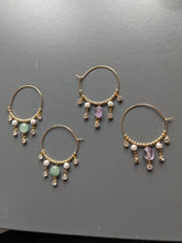 Charger l&#39;image dans la galerie, Créoles aventurine verte - acier inoxydable
