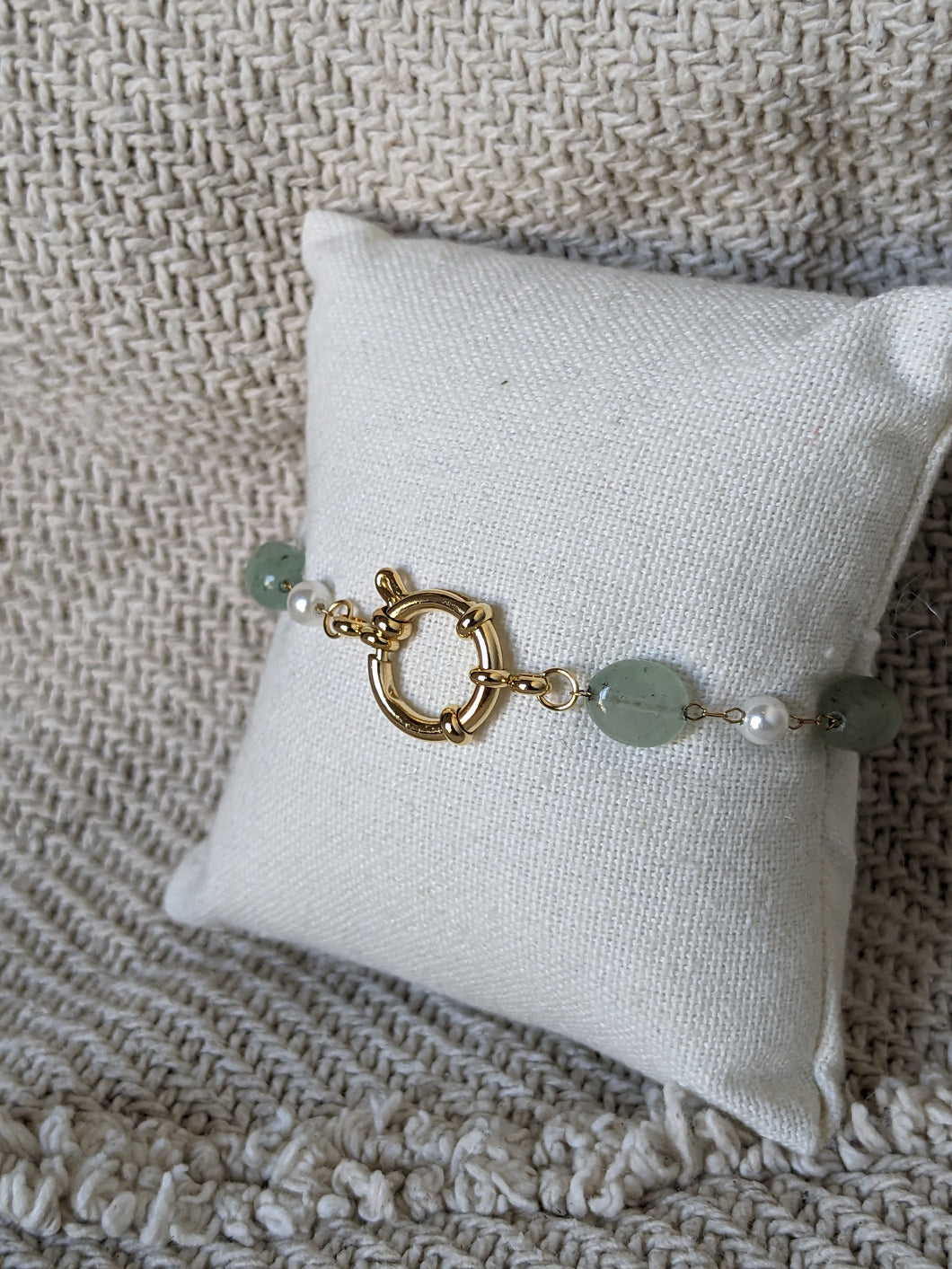 Bracelet bouée aventurine verte - acier inoxydable