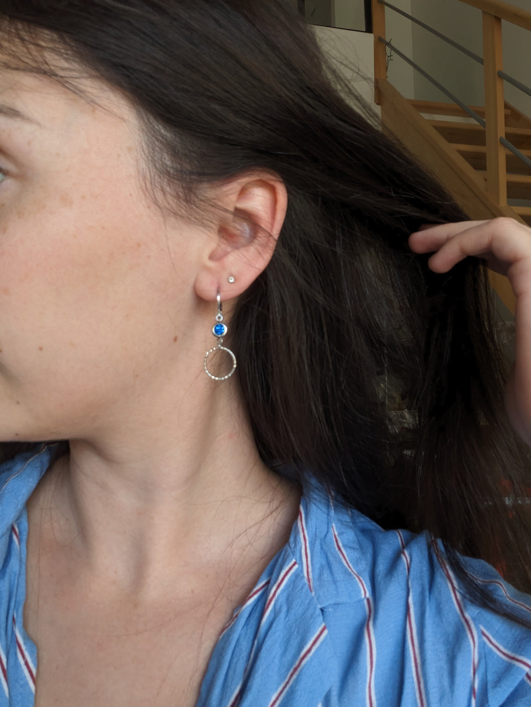 Boucles d'oreilles anneau strass - acier inoxydable