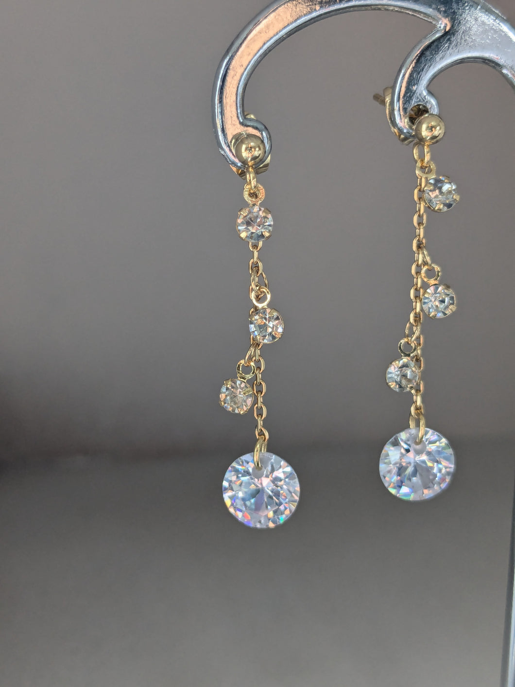 Boucles d'oreilles pendantes strass - acier inoxydable