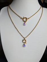 Charger l&#39;image dans la galerie, Collier bouée avec goutte aurores boréales - acier inoxydable
