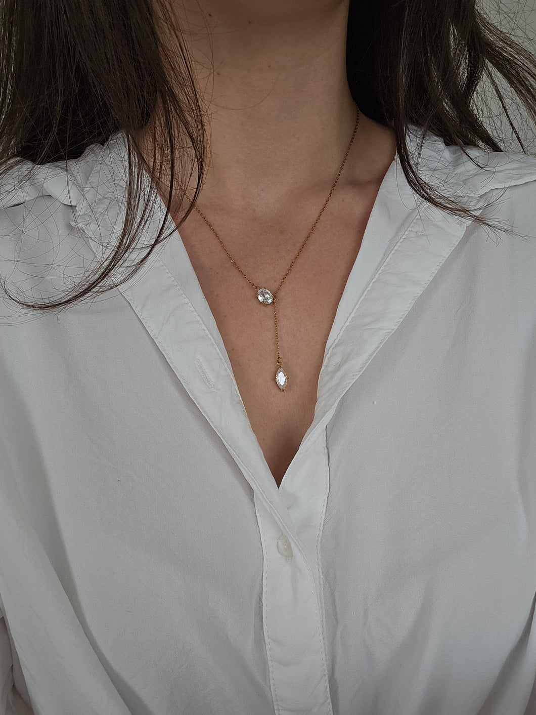Collier strass différentes formes - acier inoxydable