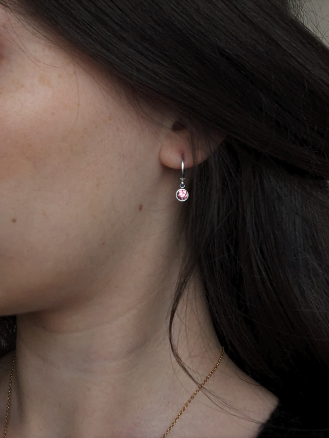 Boucles d'oreilles strass rose - Collection Saint Valentin