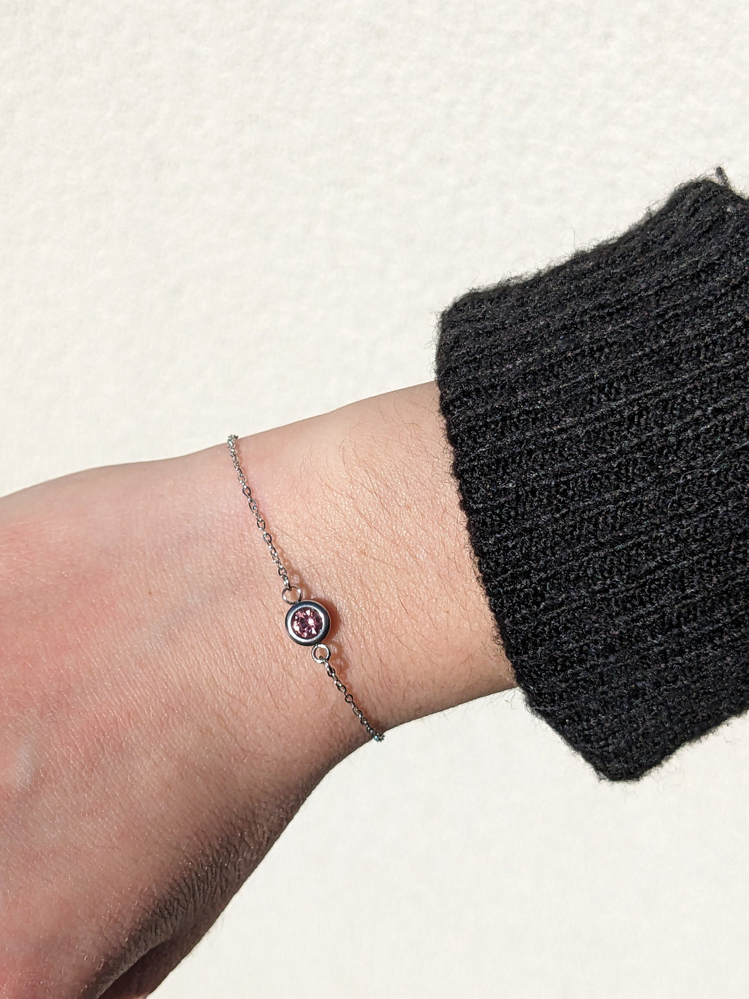 Bracelet argenté strass coloré  - acier inoxydable