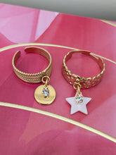 Charger l&#39;image dans la galerie, Bague réglable 3 rangs avec pendentifs - acier inoxydable
