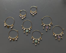 Charger l&#39;image dans la galerie, Créoles aventurine verte - acier inoxydable
