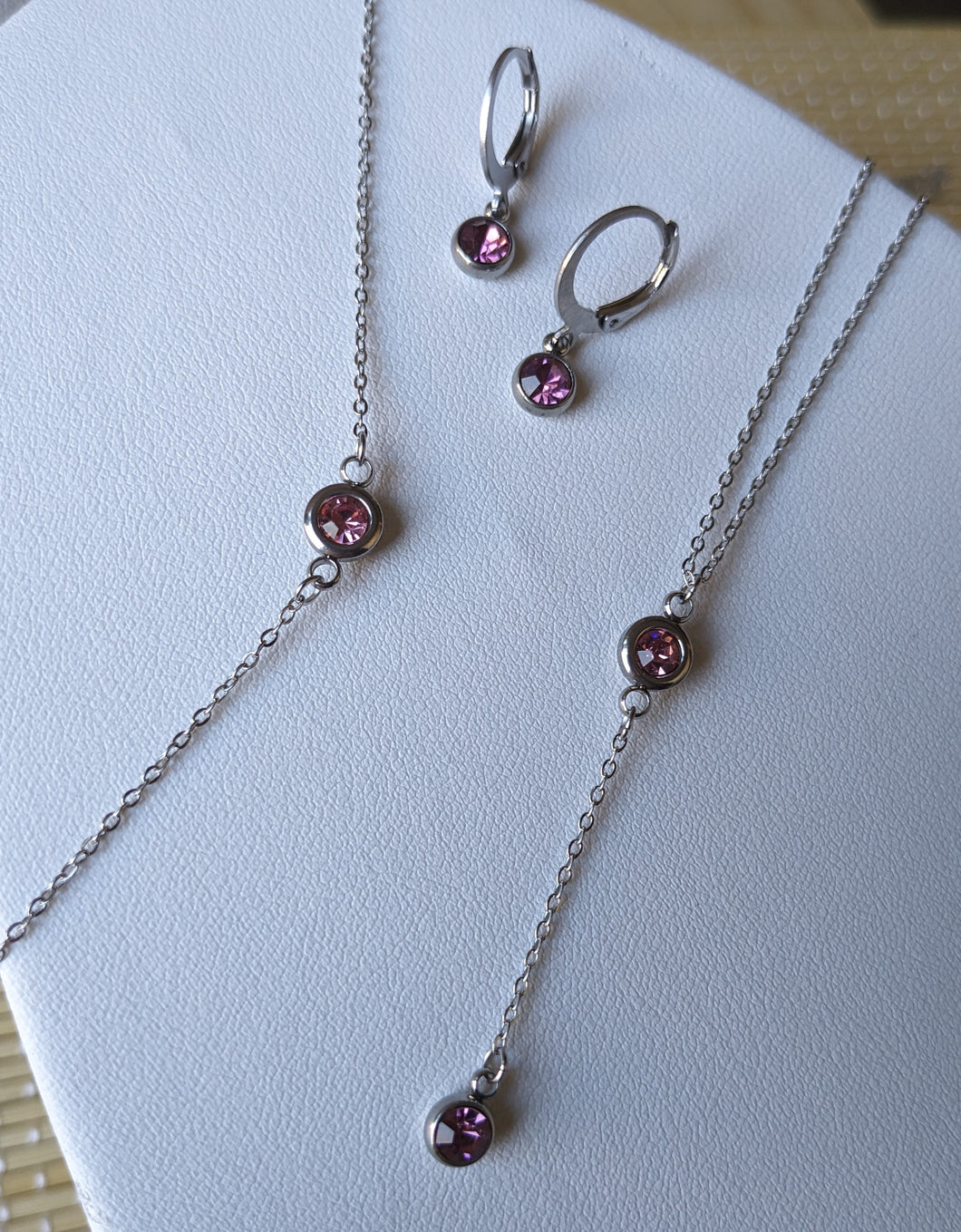 Collier long strass rose - Collection Saint Valentin