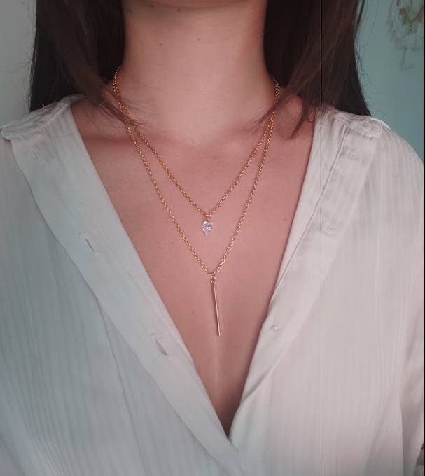 Double colliers personnalisés - acier inoxydable doré - commande sur mesure