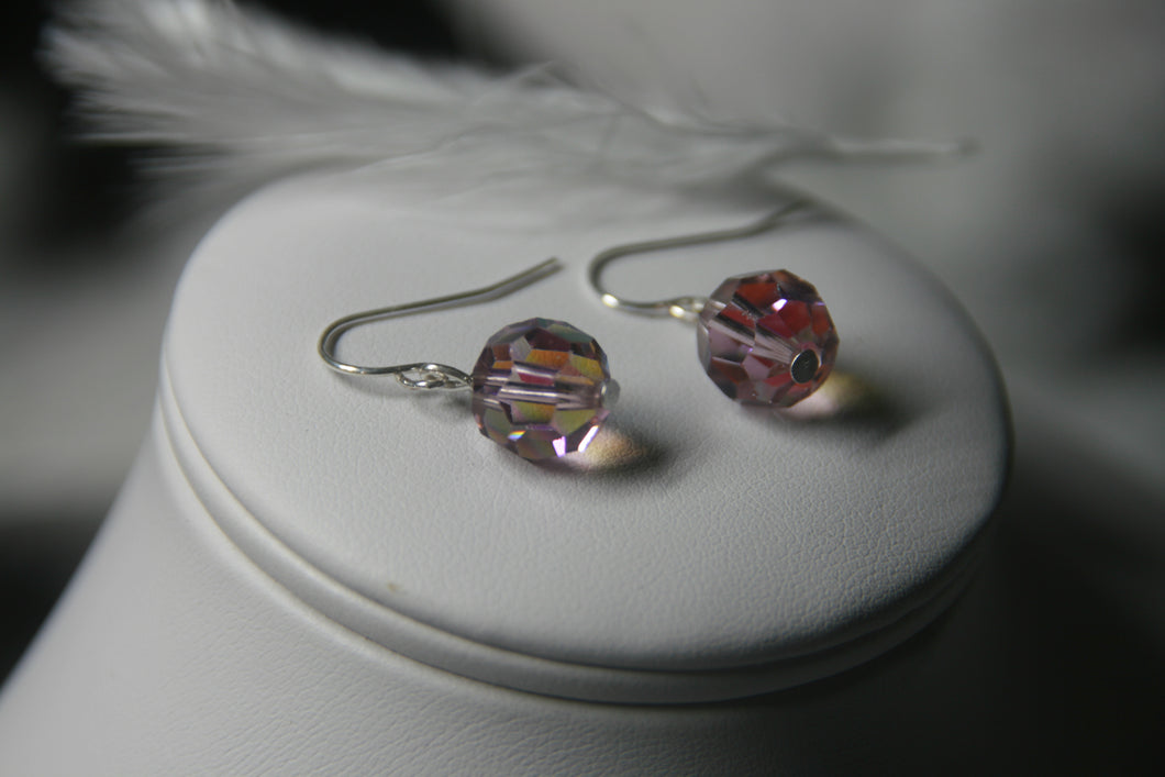 Boucles d'oreilles upcyclées 1 perle rose-lilas      - bijoux upcyclés