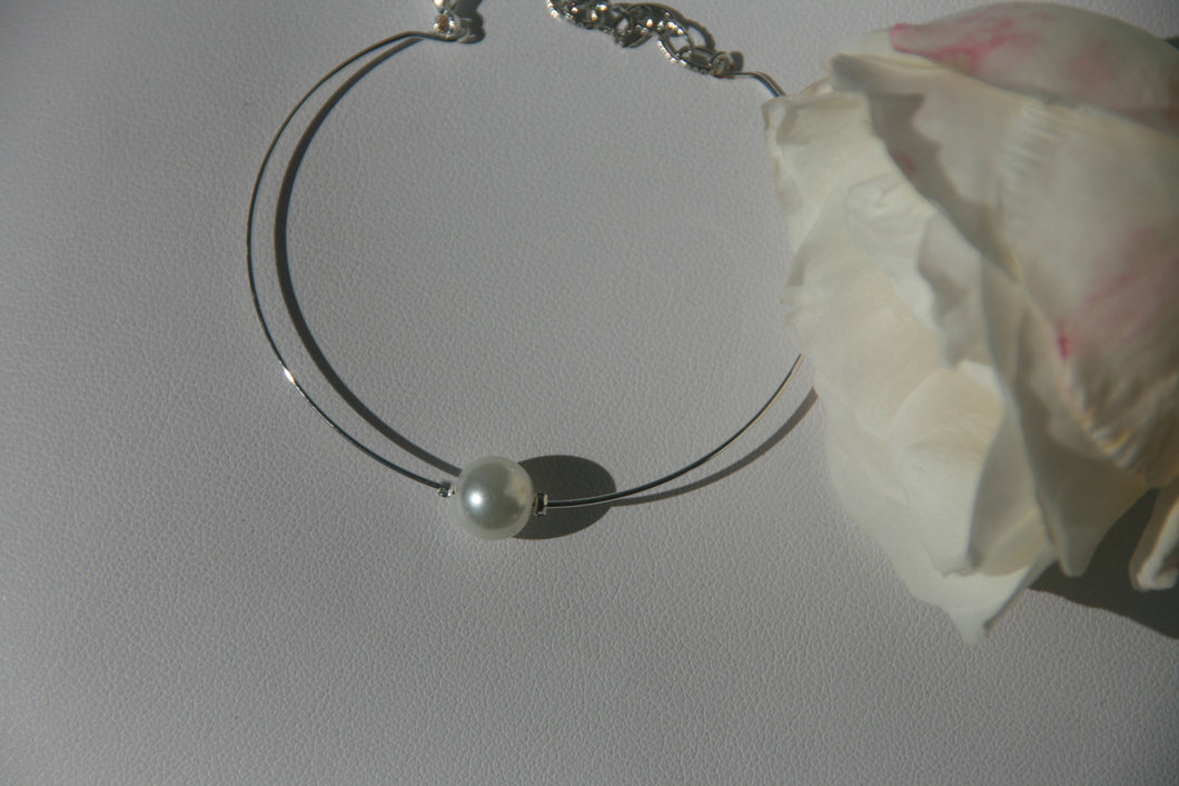 Jonc perle nacrée upcyclée - acier inoxydable