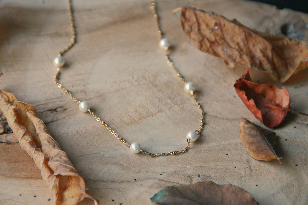 Collier perles nacrées - acier inoxydable