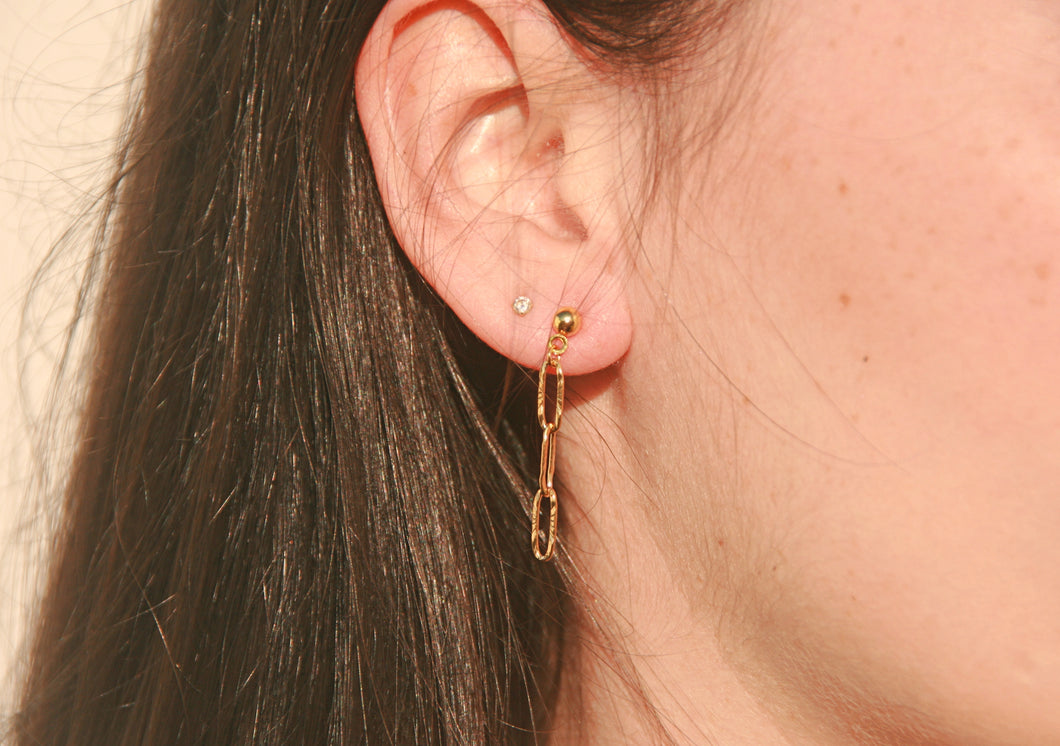 Boucles d'oreilles chaines trombones - acier inoxydable